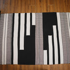 Handwoven Black and White Kilim Rug: Boho Throw, Cotton Accent