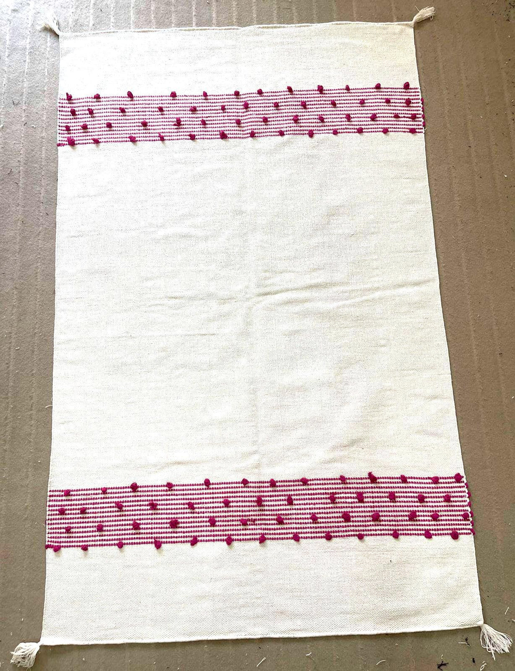 Handwoven Cotton Kilim Rug, Pink Scandinavian Nursery Rug, 4x6 ft