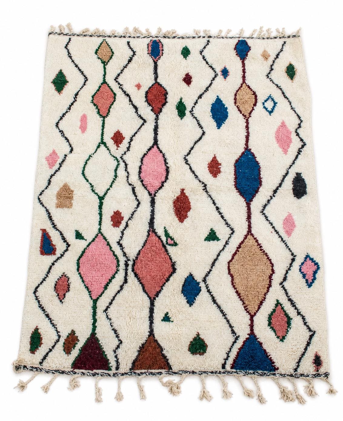 Colorful Azilal Berber Rug, Handmade Moroccan Wool Rug, Tribal Boho Area Rug, Plush Shag Bedroom Carpet, Custom Artisan Rug