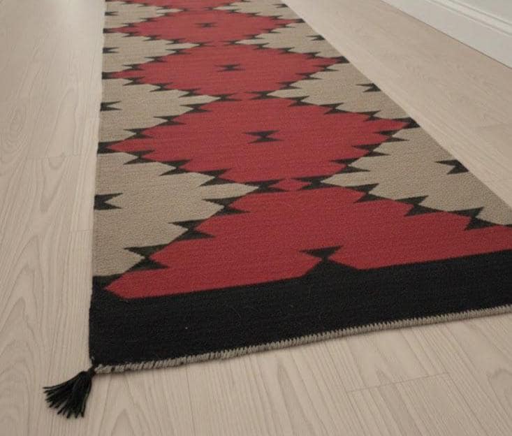 Red Southwestern   Long Hallway Runner, Boho Tribal Runner rug