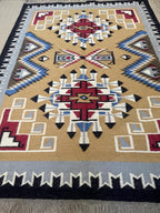 10x12 Handmade Yellow Navajo Kilim | Handwoven Southwestern Wool Rug| Native American Oversized Rug|Handcrafted Tribal Flatweave Area Carpet