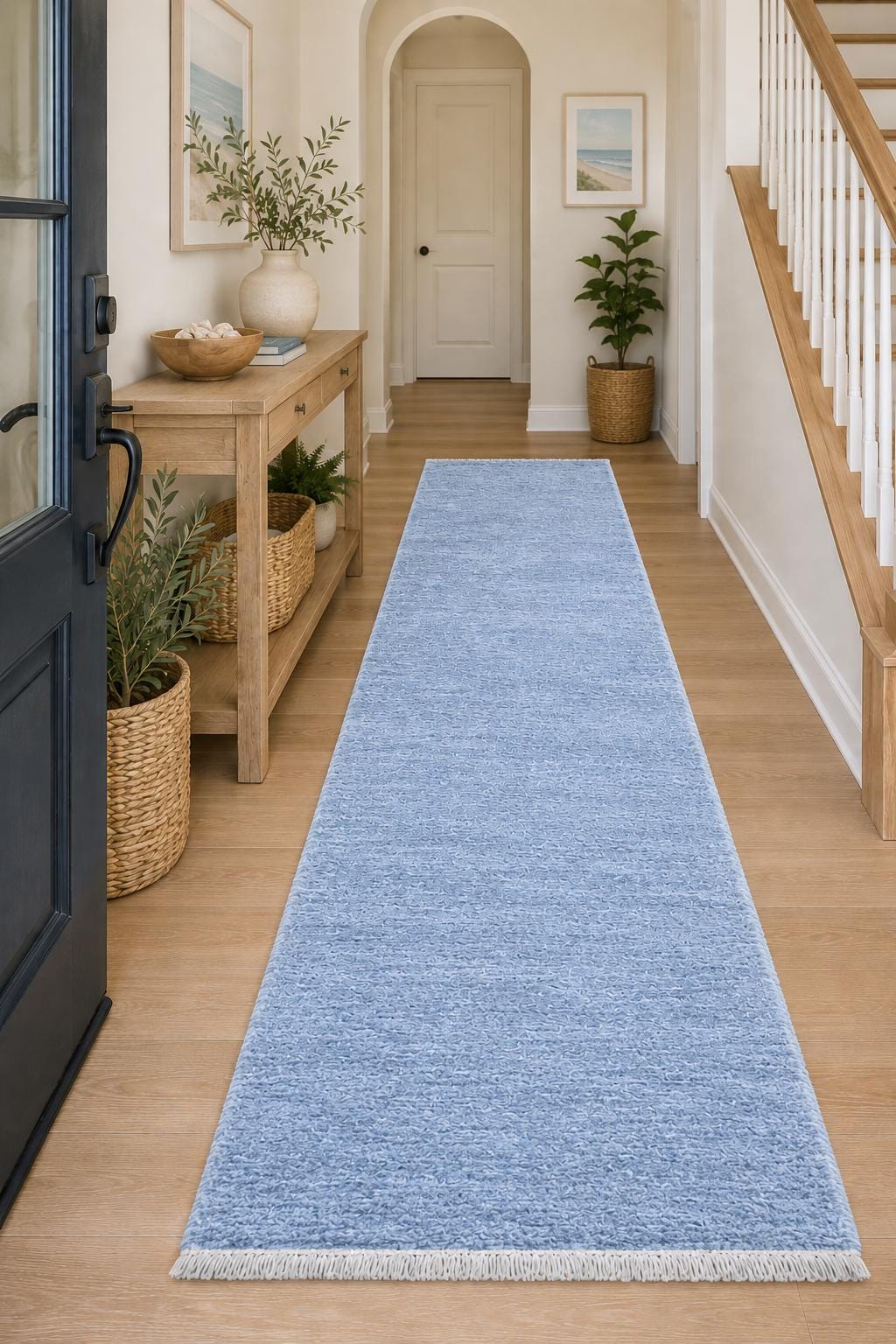 Blue Hand Knotted Wool Gabbeh Rug, light blue Area Rug, Persian style  Soft Carpet, high pile blue carpet