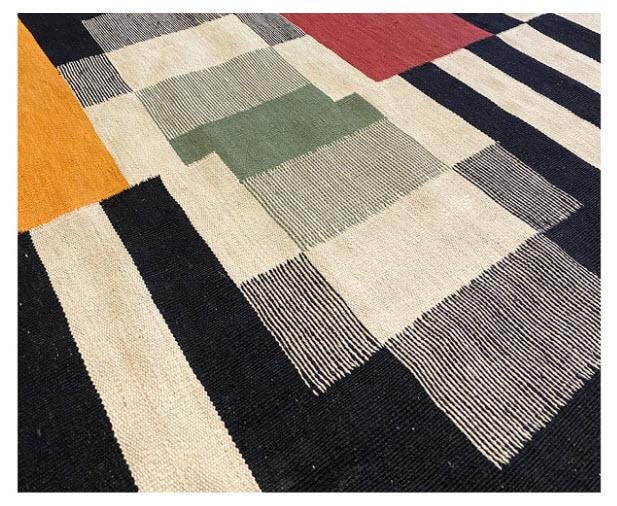 Abstract Geometric Kilim Rug – Handwoven Wool Area Rug | Modern Home Decor
