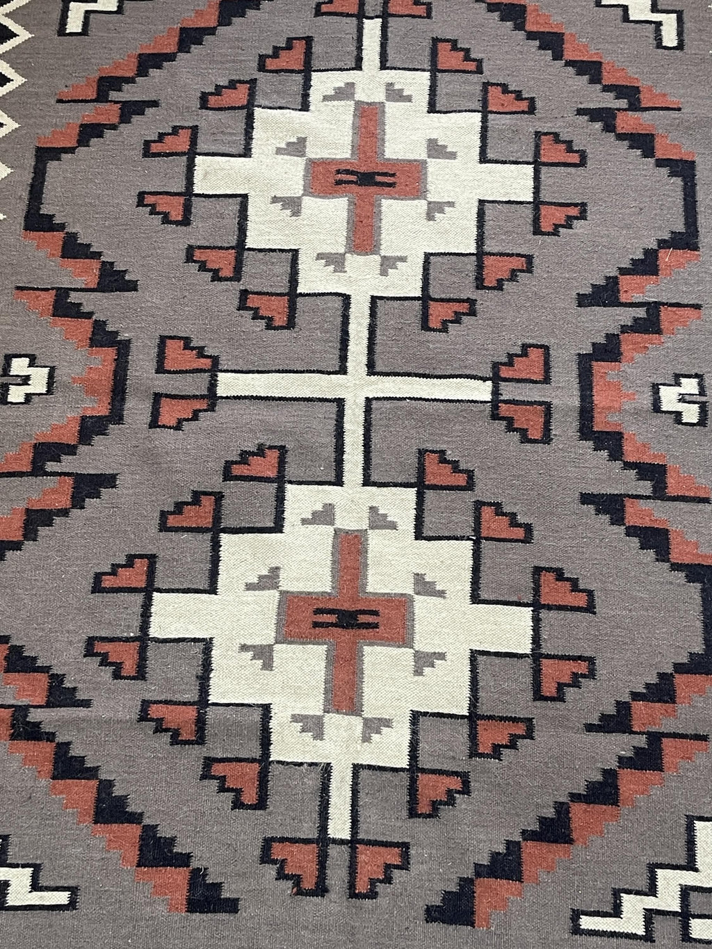 Grey Southwestern Style Kilim Rug – Handmade Wool Flatweave Geometric Area Rug, Modern Rustic Home Decor, Custom Size,