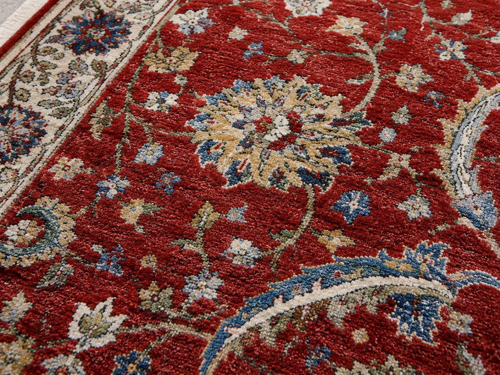 Red Hand Knotted Wool Ziegler Rug, Traditional Oriental Area Rug, Vintage Persian Style Carpet, Handmade Luxury Rug