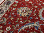 Red Hand Knotted Wool Ziegler Rug, Traditional Oriental Area Rug, Vintage Persian Style Carpet, Handmade Luxury Rug
