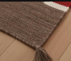 Red kitchen rug, Native American Runner Rug 3x12 ft | Tribal Geometric Flatweave Hallway Runner, wool staircase runner