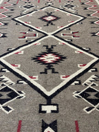Grey Navajo Kilim Rug, Handwoven Wool Rug, Southwestern style Tribal Area Rug, Neutral Boho Western Decor, Custom Size Geometric Carpet