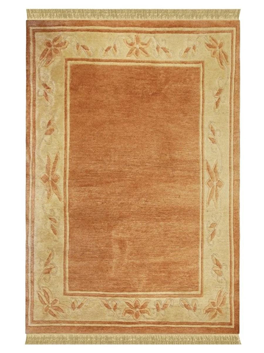 Hand-Knotted Gabbeh Wool Rug – Persian Tribal Thick Pile Rug, Light Orange/Terracotta