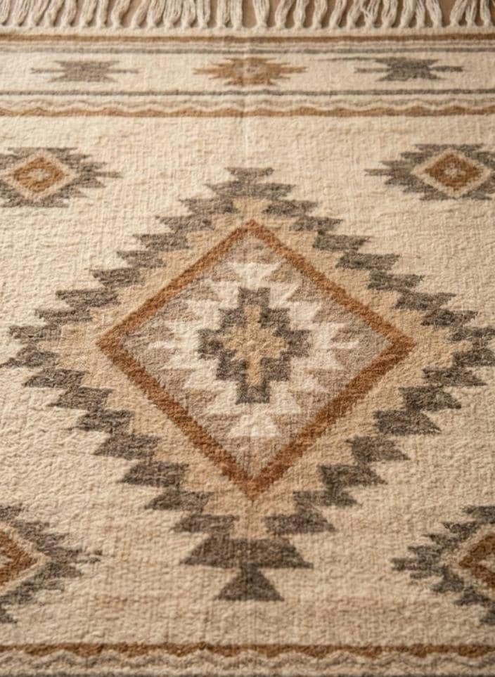 Beige Southwestern style Rug, 100% wool Navajo rug | 8x10ft, 10x14 rug, oversized grey southwestern rug, native American style  rug