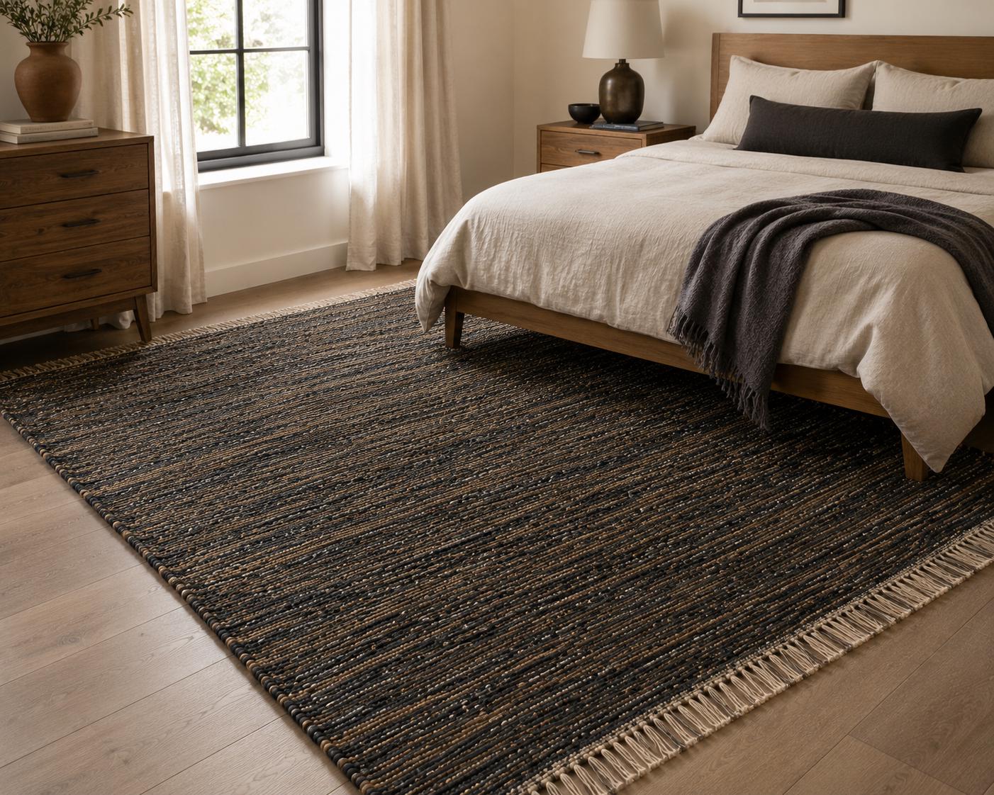 Black Brown Wool Kilim Rug, Handloom wool Area Rug, Rustic Boho Wool Rug, Tribal Flatweave Bedroom Living Room Rug