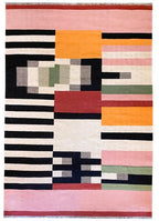 Abstract Geometric Kilim Rug – Handwoven Wool Area Rug | Modern Home Decor