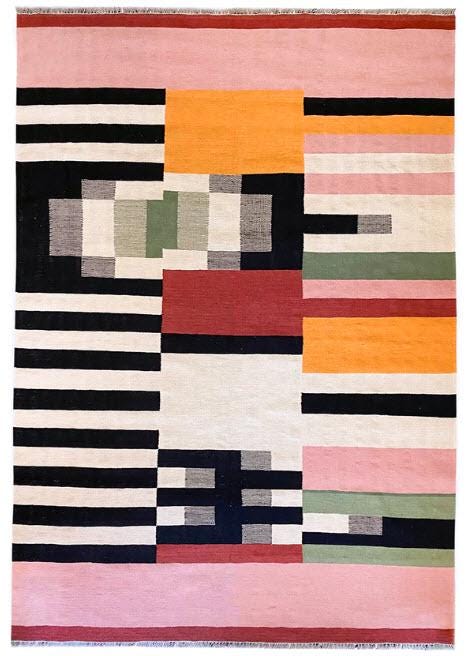 Abstract Geometric Kilim Rug – Handwoven Wool Area Rug | Modern Home Decor