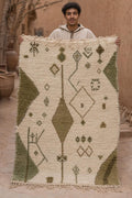 sage green Moroccan Berber Rug – Handknotted Wool Rug, vintage inspired muted coloured Shag Rug,  green Thick Plush Area Rug,