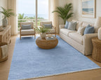 Blue Hand Knotted Wool Gabbeh Rug, light blue Area Rug, Persian style  Soft Carpet, high pile blue carpet