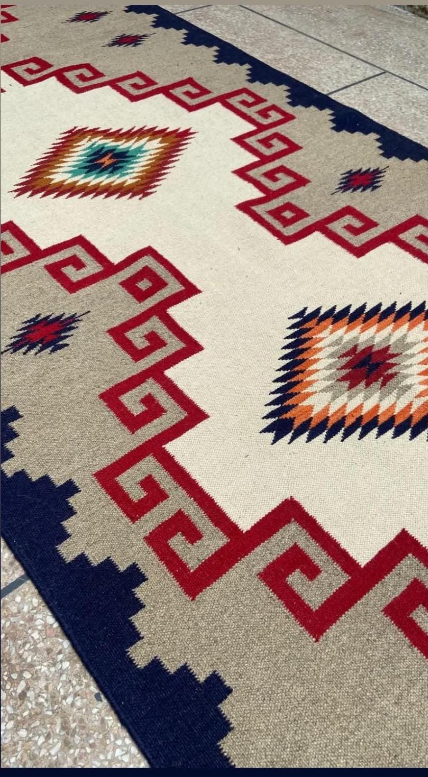 3x18 Handmade Blue Grey Navajo Runner|Handwoven Southwestern Hallway Runner|Handcrafted Wool Stair Runner |All Sizes Custom Kilim Runner Rug