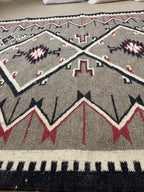 Grey Navajo Kilim Rug, Handwoven Wool Rug, Southwestern style Tribal Area Rug, Neutral Boho Western Decor, Custom Size Geometric Carpet