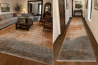 Abstract hand knotted modern wool rug,  rust and Grey  Modern Contemporary Statement area Rug
