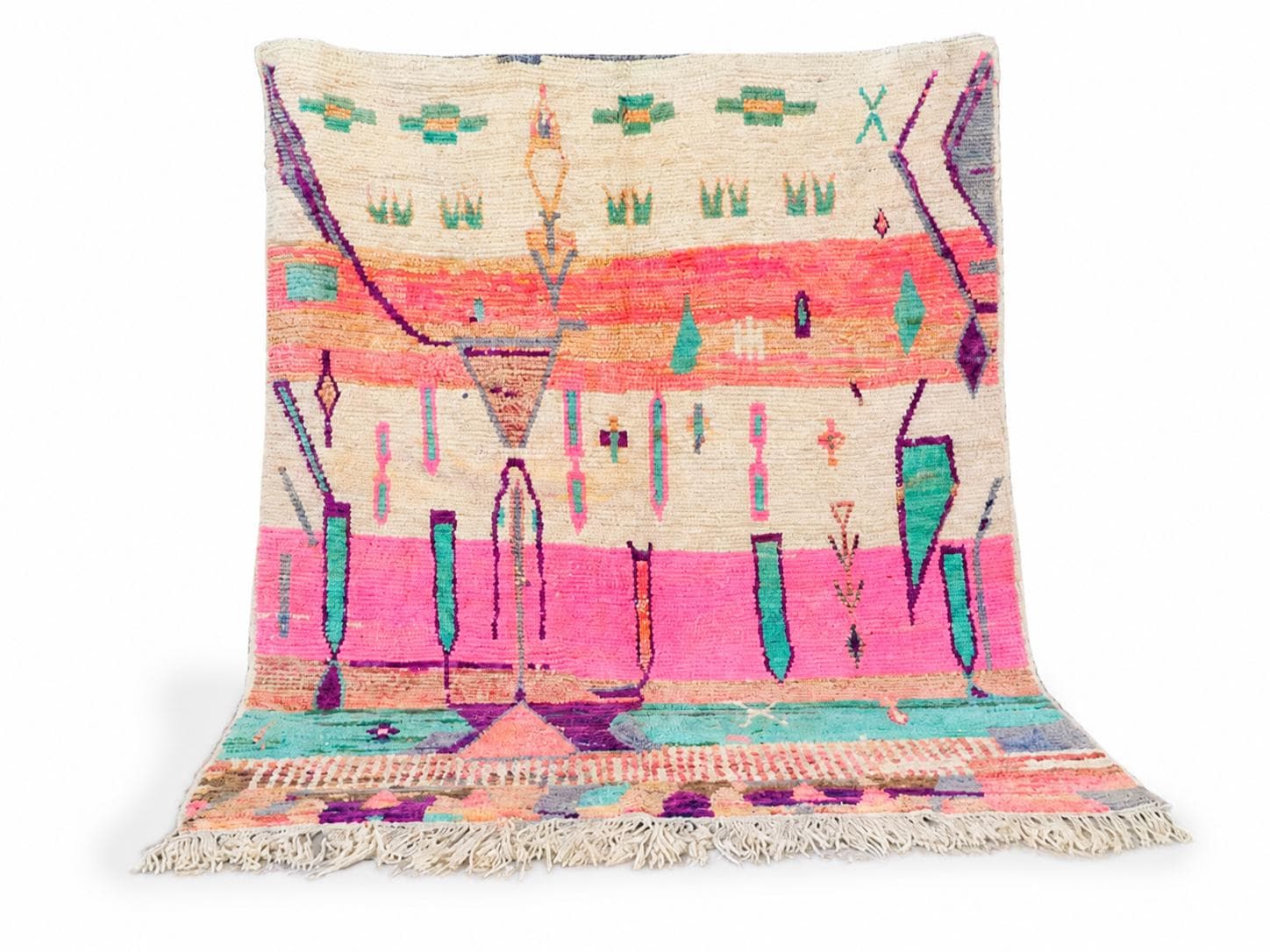Colourful Azilal Berber Rug – Handknotted Wool Rug, Colorful Boho Shag Rug, Thick Plush Area Rug, Custom Sizes Available