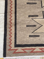 Beige and black Authentic Navajo style 100% wool Rug, custom size , Southwest Native American style Rug,