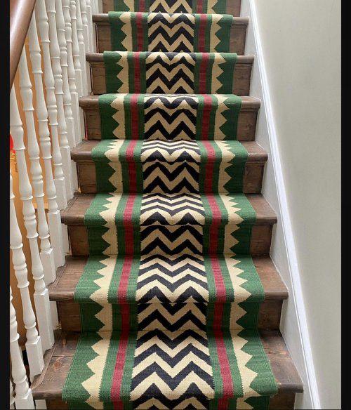 Handmade Chevron style  Kilim Stair Runner | Custom Wool Stair Runner | Southwestern Stair Carpet | Geometric Hallway Runner | Flatweave Rug