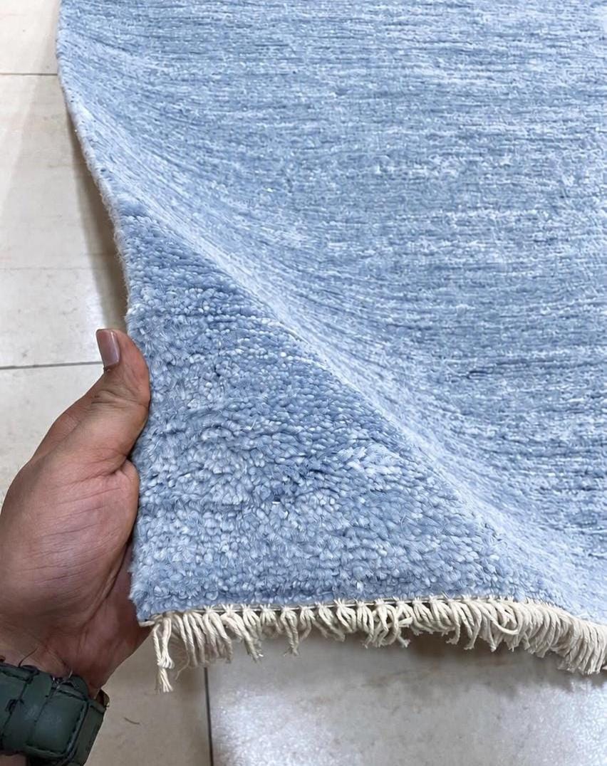 Blue Hand Knotted Wool Gabbeh Rug, light blue Area Rug, Persian style  Soft Carpet, high pile blue carpet
