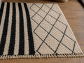 Beni Ourain Rug | Hand-Knotted Moroccan Wool Carpet, Black Cream Geometric Design