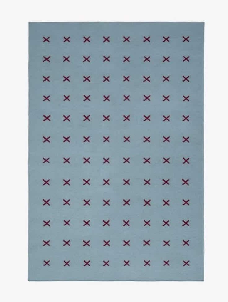 Light blue and burgundy kilim rug,  blue stair runner rug,  blue area rug, staircase runner