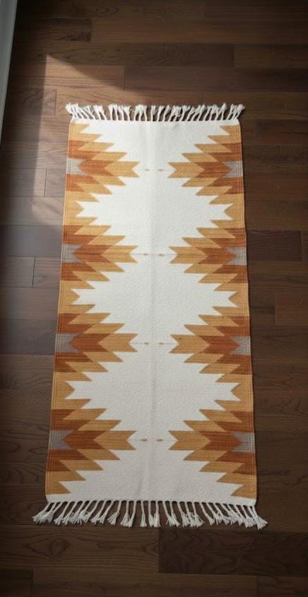 Southwestern Geometric Wool Hallway Runner | Handwoven Tribal Pattern Rug | Boho Entryway Wool Runner | Aztec Kilim Corridor Farmhouse Rug