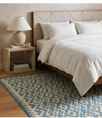 Handwoven Blue Ivory Wool Kilim Rug, Large Boho Tribal Flatweave Area Rug, blue kilim