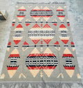 Beige and red  aztec wool  Rug, Southwestern Native American Style Rug-   wool are kilim, 8x10 grey rug,