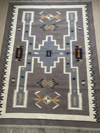 Grey Navajo Kilim Rug, Handwoven Wool Rug, Southwestern Tribal Flatweave Area Rug, Neutral Boho Western Decor, Custom Size Geometric Carpet