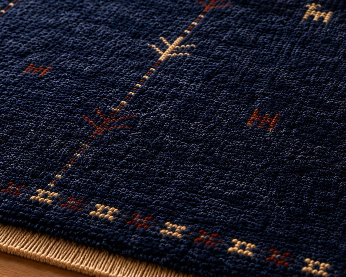 Hand-Knotted Gabbeh Wool Rug – Persian Tribal Plush Pile Rug, Blue