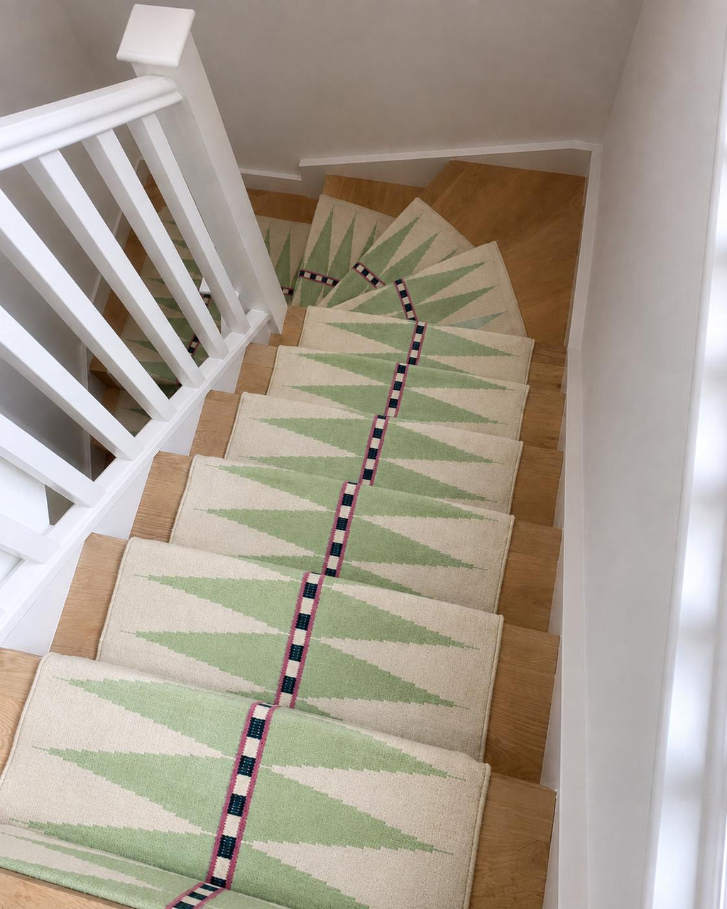 sky blue Kilim Stair Runner | Handmade Wool Stair Carpet | Blue Geometric Runner Rug