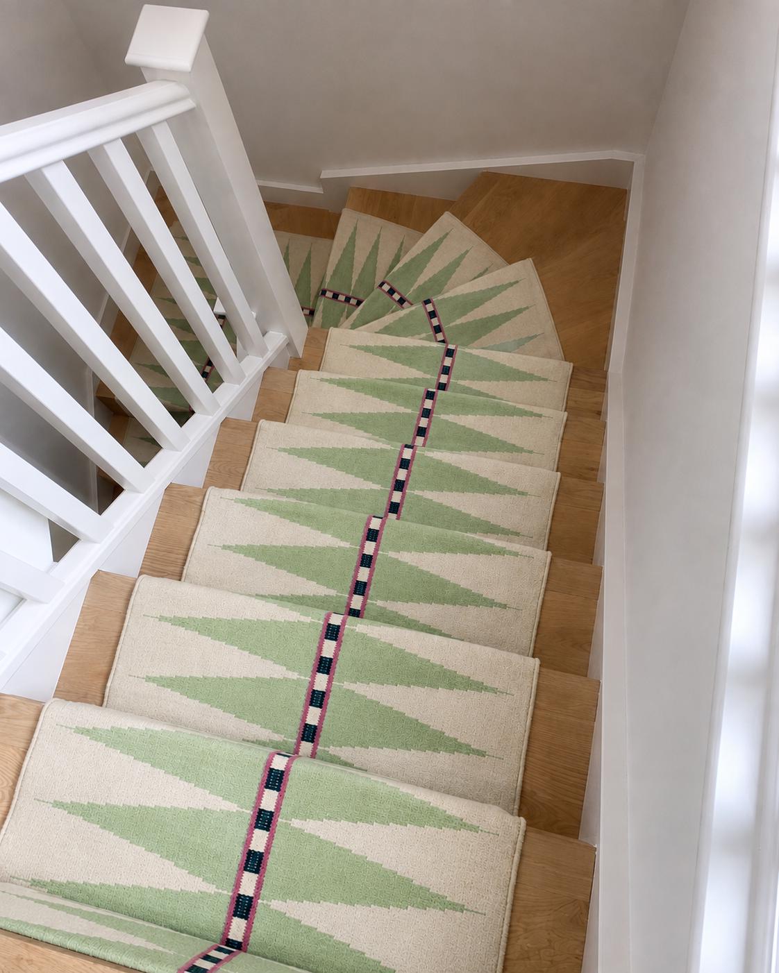 sky blue Kilim Stair Runner | Handmade Wool Stair Carpet | Blue Geometric Runner Rug