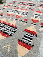 Beige and red  aztec wool  Rug, Southwestern Native American Style Rug-   wool are kilim, 8x10 grey rug,