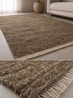 Brown Wool Kilim Rug, Handloom wool Area Rug, Rustic Boho Wool Rug, Tribal Flatweave Bedroom Living Room Rug