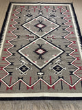 Grey Navajo Kilim Rug, Handwoven Wool Rug, Southwestern style Tribal Area Rug, Neutral Boho Western Decor, Custom Size Geometric Carpet