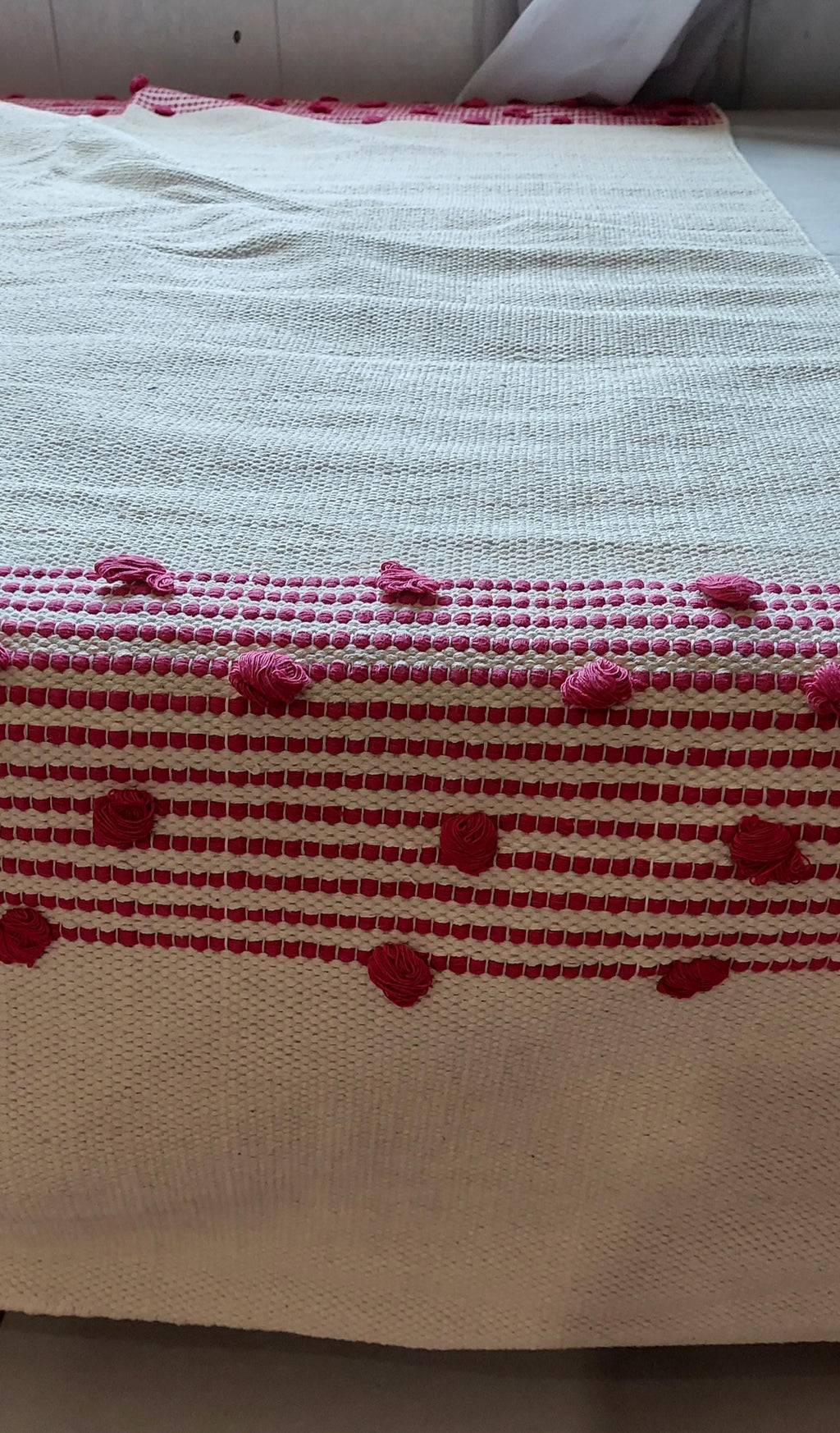 Handwoven Cotton Kilim Rug, Pink Scandinavian Nursery Rug, 4x6 ft