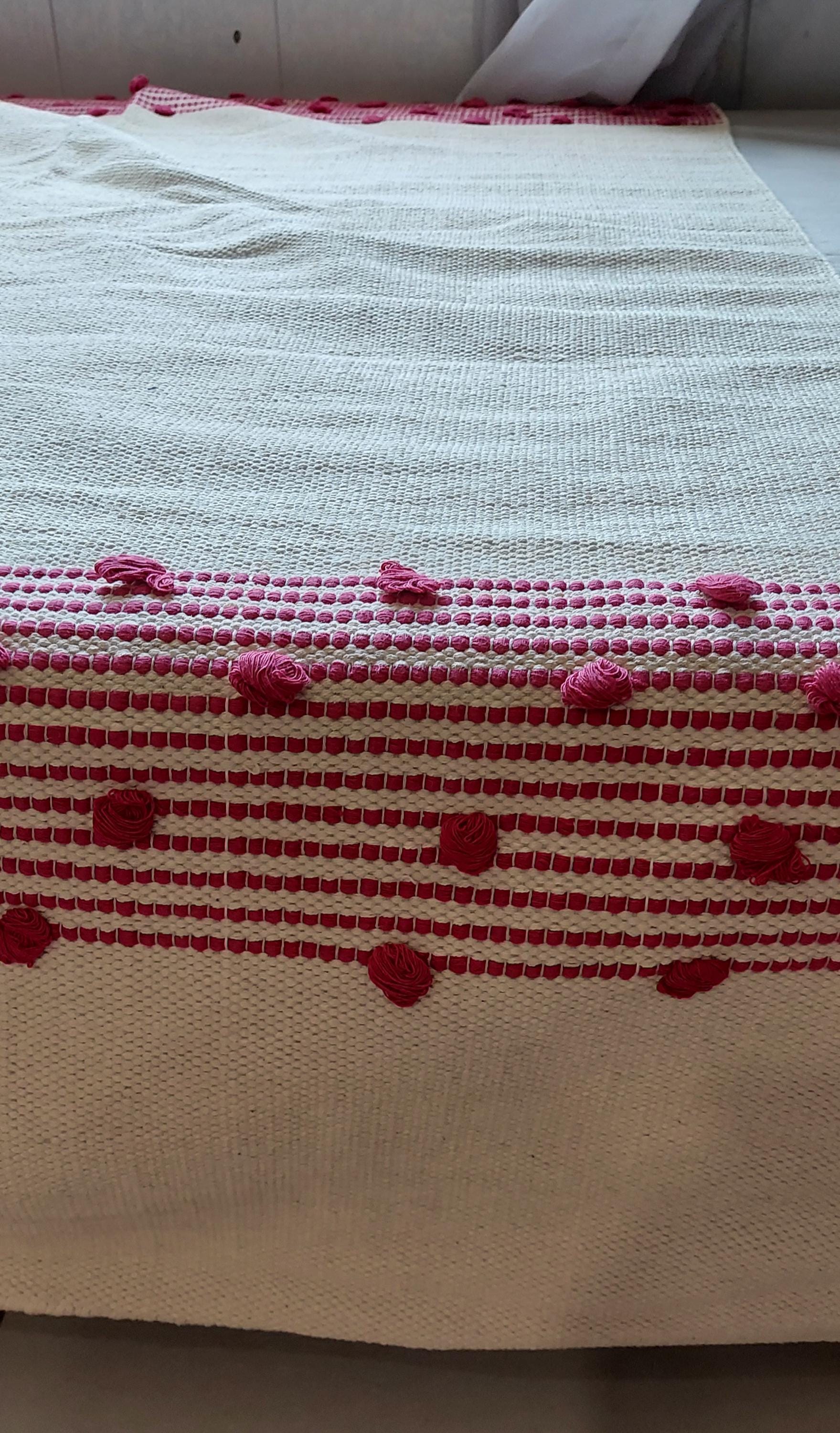 Handwoven Cotton Kilim Rug, Pink Scandinavian Nursery Rug, 4x6 ft