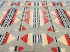 Beige and red  aztec wool  Rug, Southwestern Native American Style Rug-   wool are kilim, 8x10 grey rug,