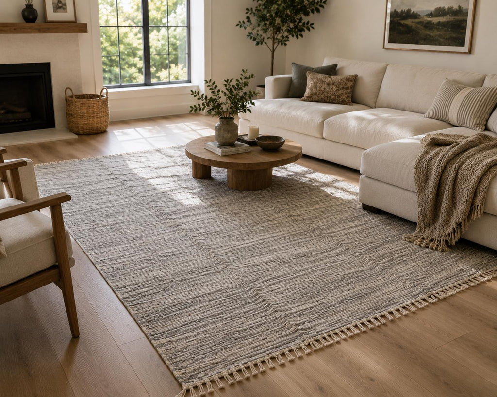Gray and beige  Wool Kilim Rug, Handloom wool Area Rug, Rustic Boho Wool Rug, wabi sabi style  Bedroom Living Room Rug