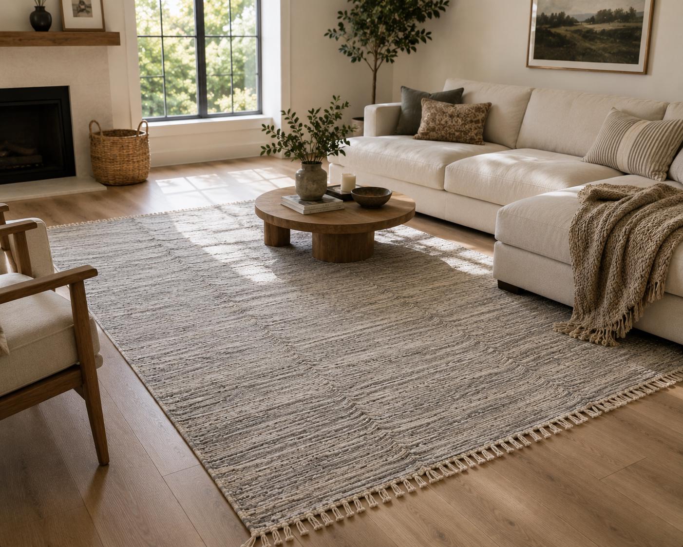 Gray and beige  Wool Kilim Rug, Handloom wool Area Rug, Rustic Boho Wool Rug, wabi sabi style  Bedroom Living Room Rug