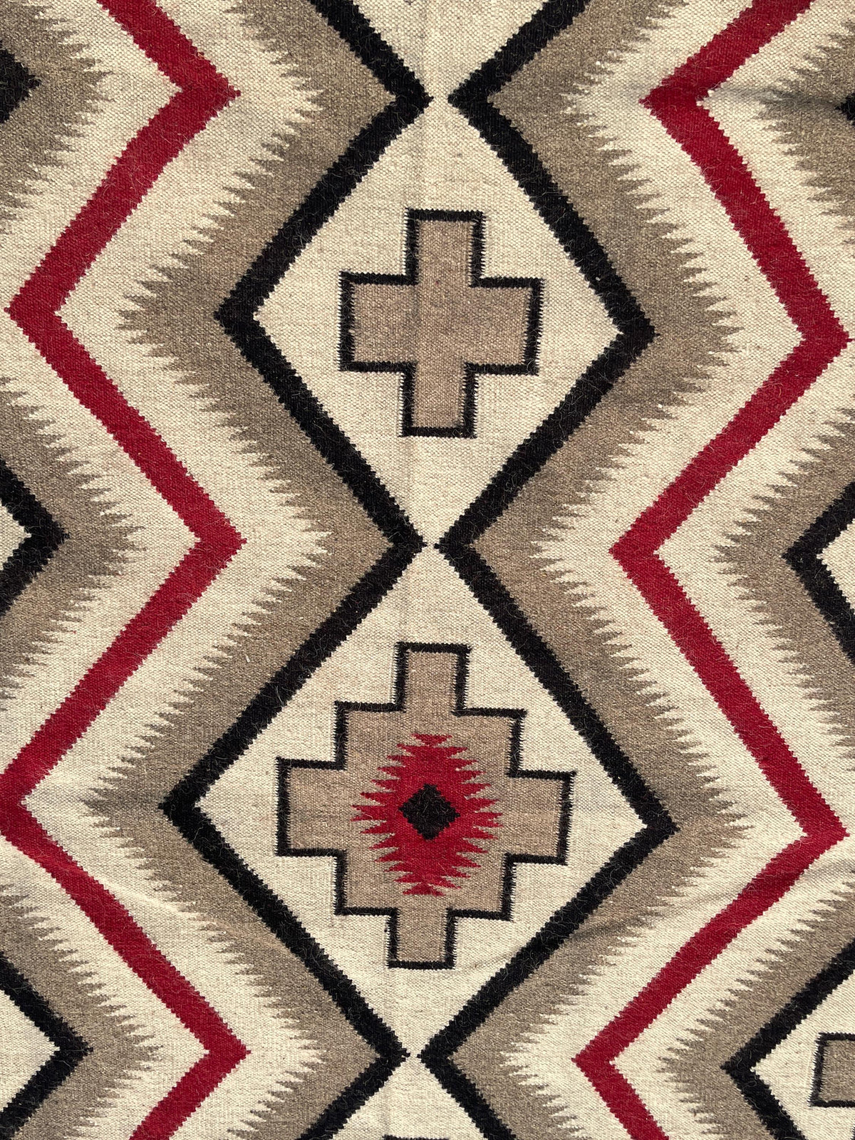 Handwoven Navajo Wool Rug – Southwestern Boho Tribal Pattern Design, Light Brown/Cognac & Red (9x12ft)