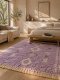 Lavender  hand knotted wool Rug, Moroccan-inspired Purple Wool Berber Rug, Plush Shag Area Rug, modern  Bedroom soft pile Carpet