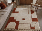 Modern Hand Knotted Area Rug, terracotta and  Ivory  Rug, Contemporary Abstract Rug, Living Room Rug, soft thick plush carpet