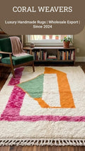 Hand-Knotted Wool Berber Rug | Cream with Colorful Moroccan Boho Motifs, azilal moroccan rug,