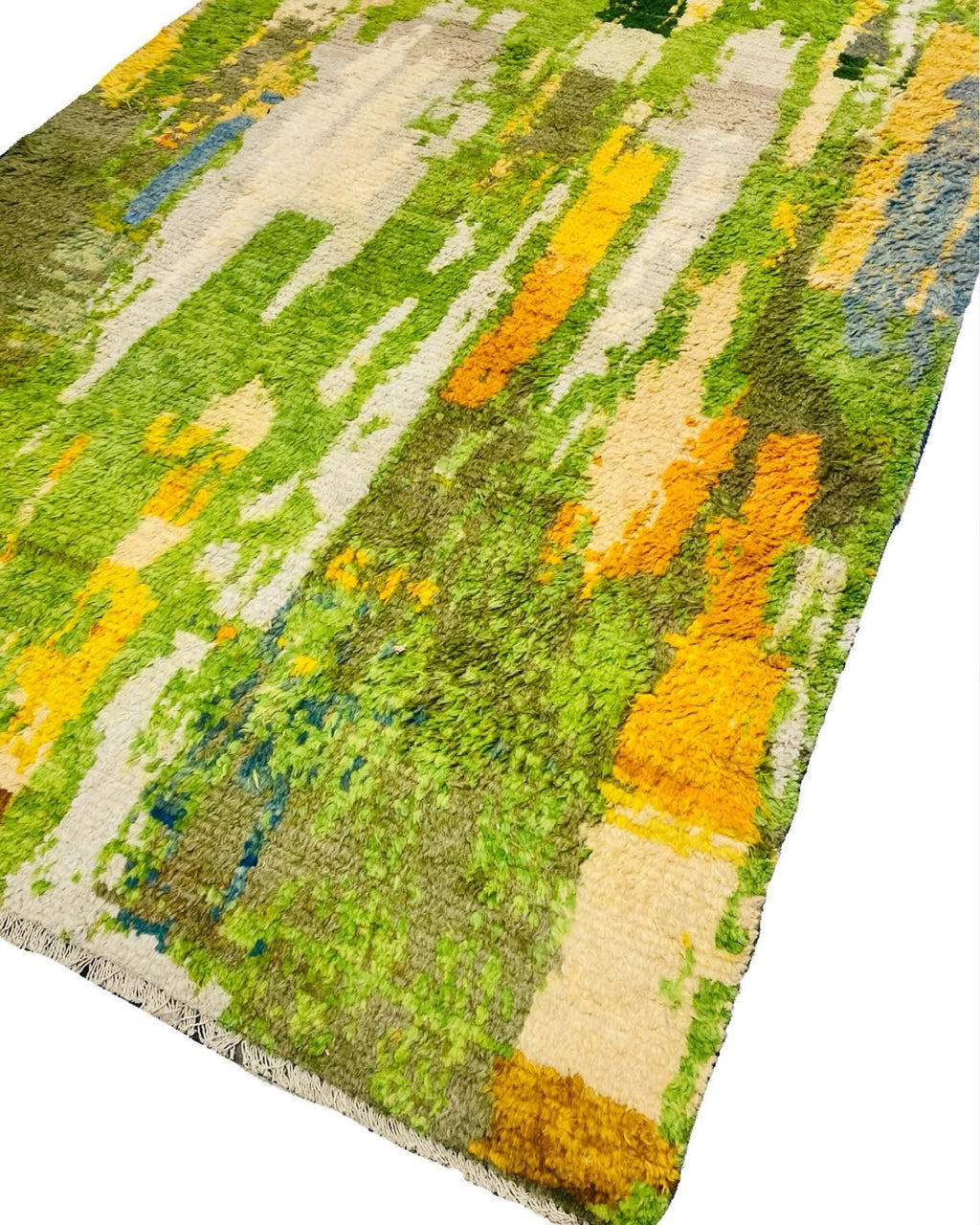 Lime green Abstract hand knotted modern wool rug,  Modern Contemporary Statement Rug