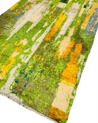 Lime green Abstract hand knotted modern wool rug,  Modern Contemporary Statement Rug