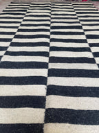 Black White Striped Rug, Scandinavian Minimalist Area Rug, Modern Kilim Carpet, Neutral Monochrome Floor Rug, Nordic Living Room Rug